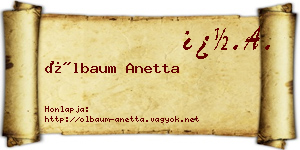 Ölbaum Anetta névjegykártya
